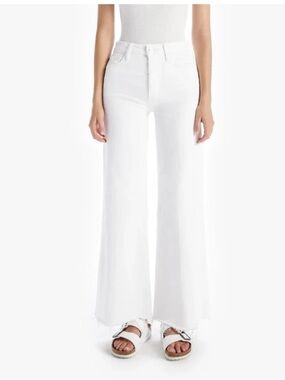MOTHER White High-Rise Wide Leg Jeans
